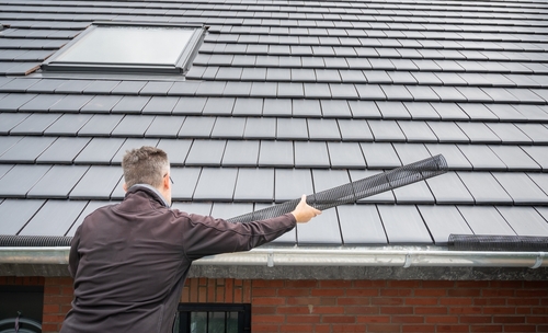 Leaf guard and gutter guard installation on a residential home in Seymour, IN